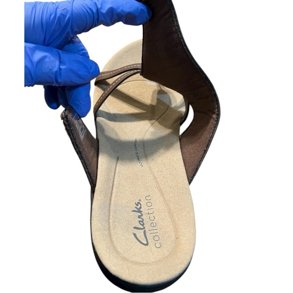 Clarks Women's Laurieann Edge Toe-Post Sandal in Brown Leather Size 10M - Picture 6 of 9